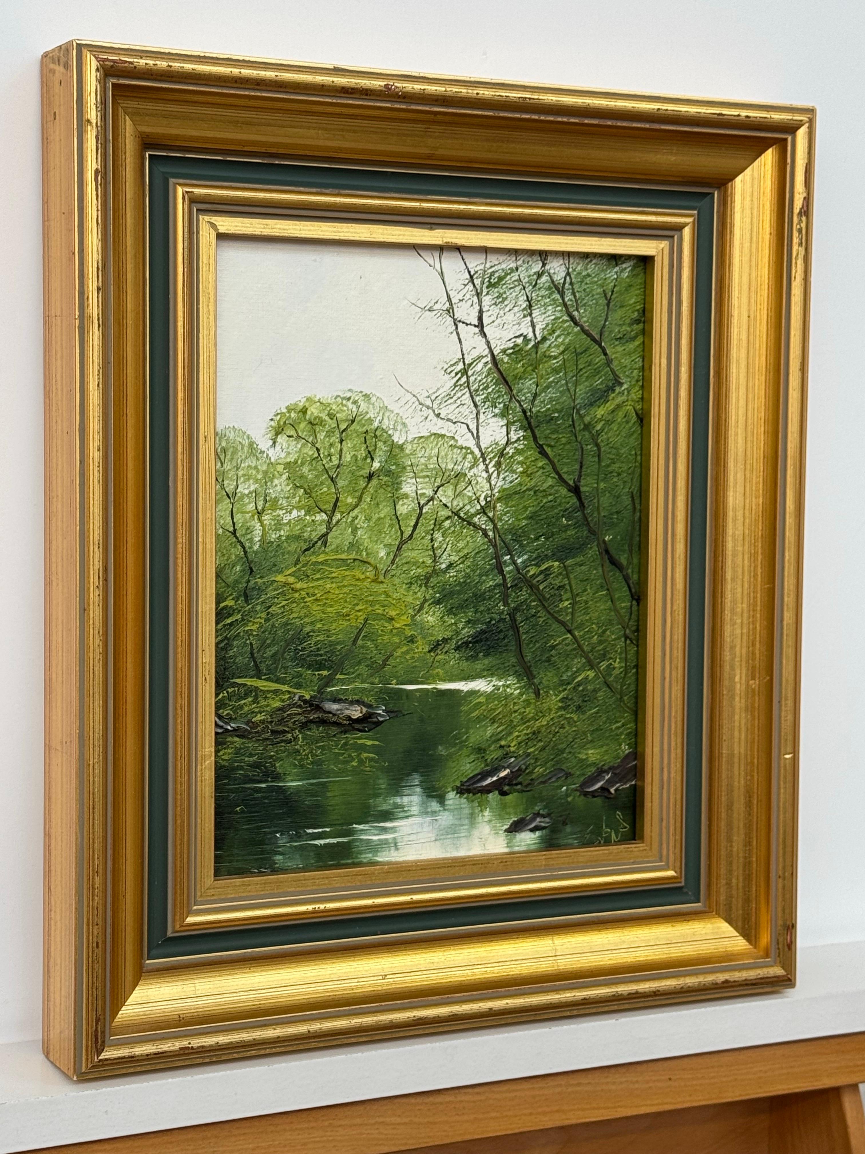 Pintura al óleo Impasto de Escena de Árbol Fluvial Artista Británico de Posguerra y Contemporáneo en venta 3