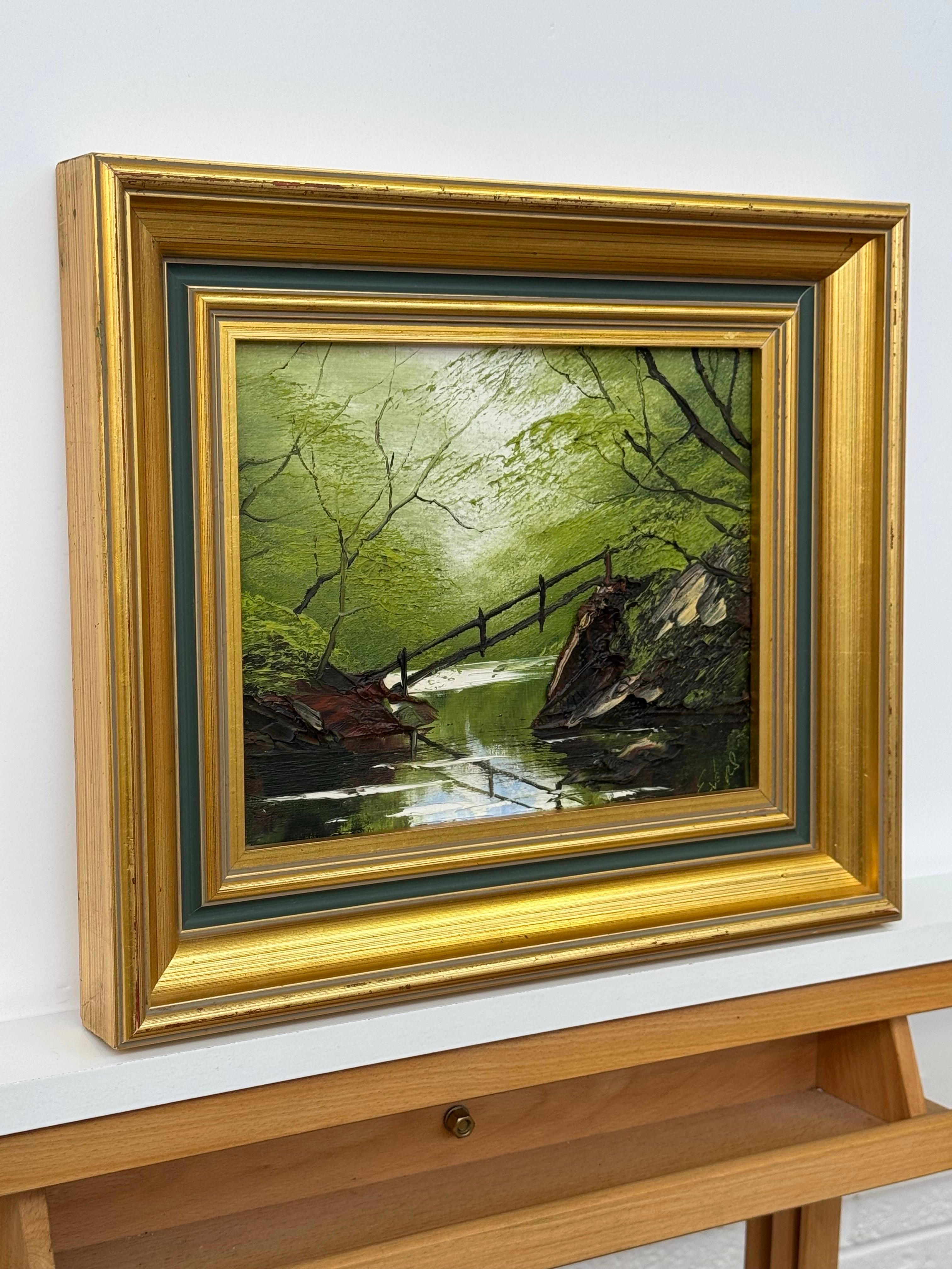 Pintura al óleo Impasto de Escena de Árbol Fluvial Artista Británico de Posguerra y Contemporáneo - Painting de Terry Evans