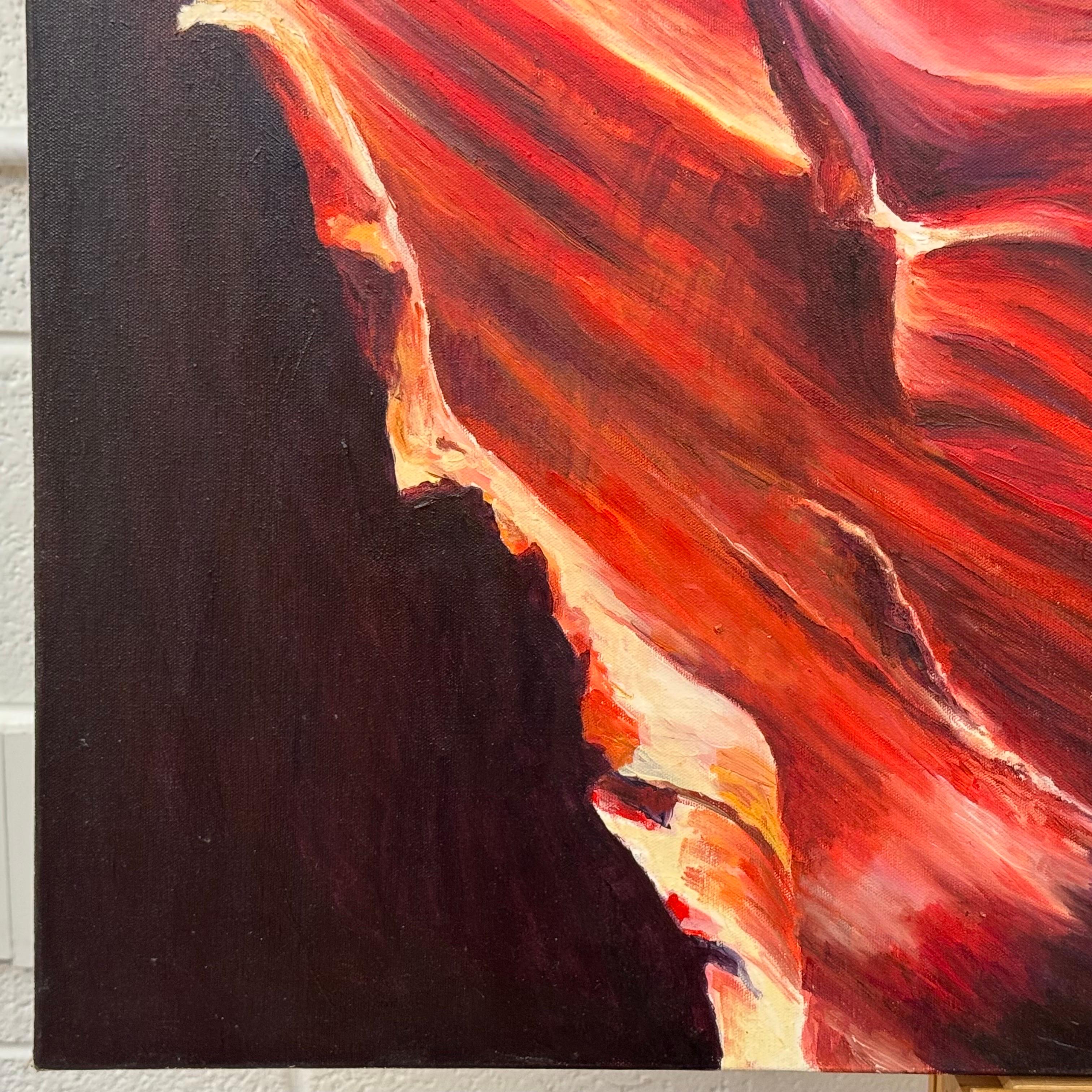 Quadro quadrato molto grande, rosso e nero, dell'interno dell'Antelope Canyon in Arizona USA in vendita 7