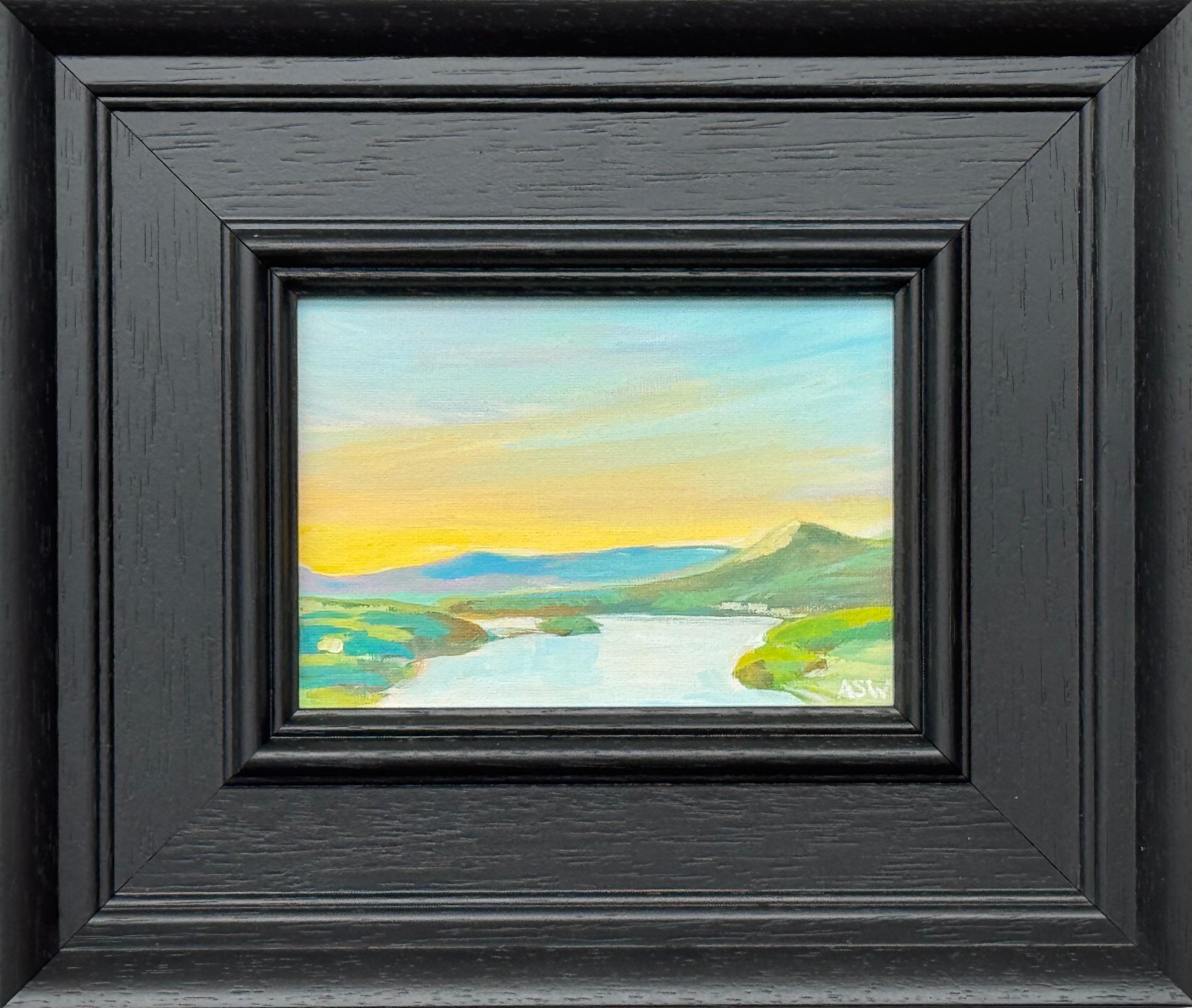 Abstract Painting de Angela Wakefield - Estudio de pintura en miniatura del río Hudson, estado de Nueva York, EE.UU., por un artista británico