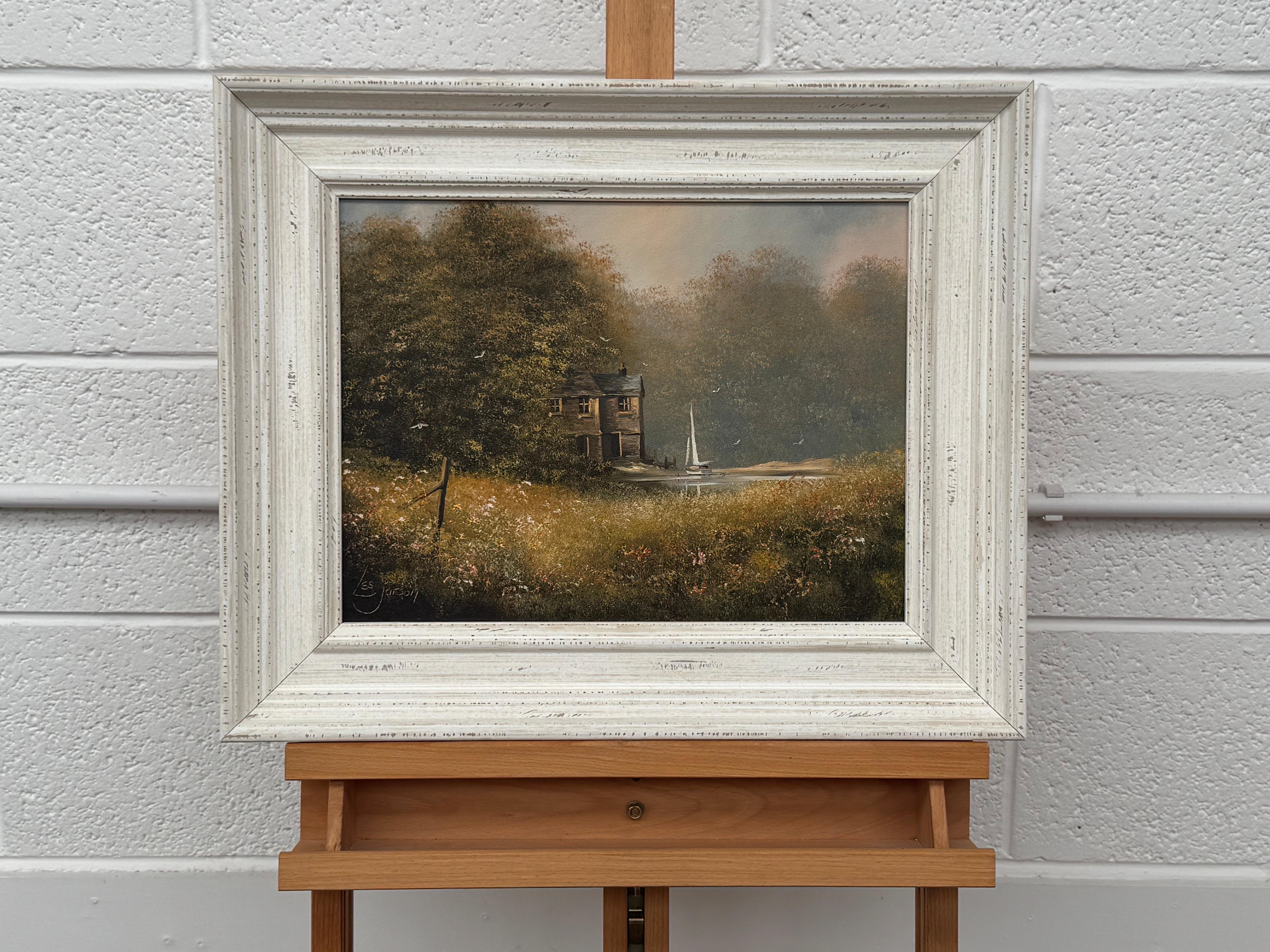 Serene Countryside Landscape with Sailboat & Wild Flowers in English Countryside For Sale 10