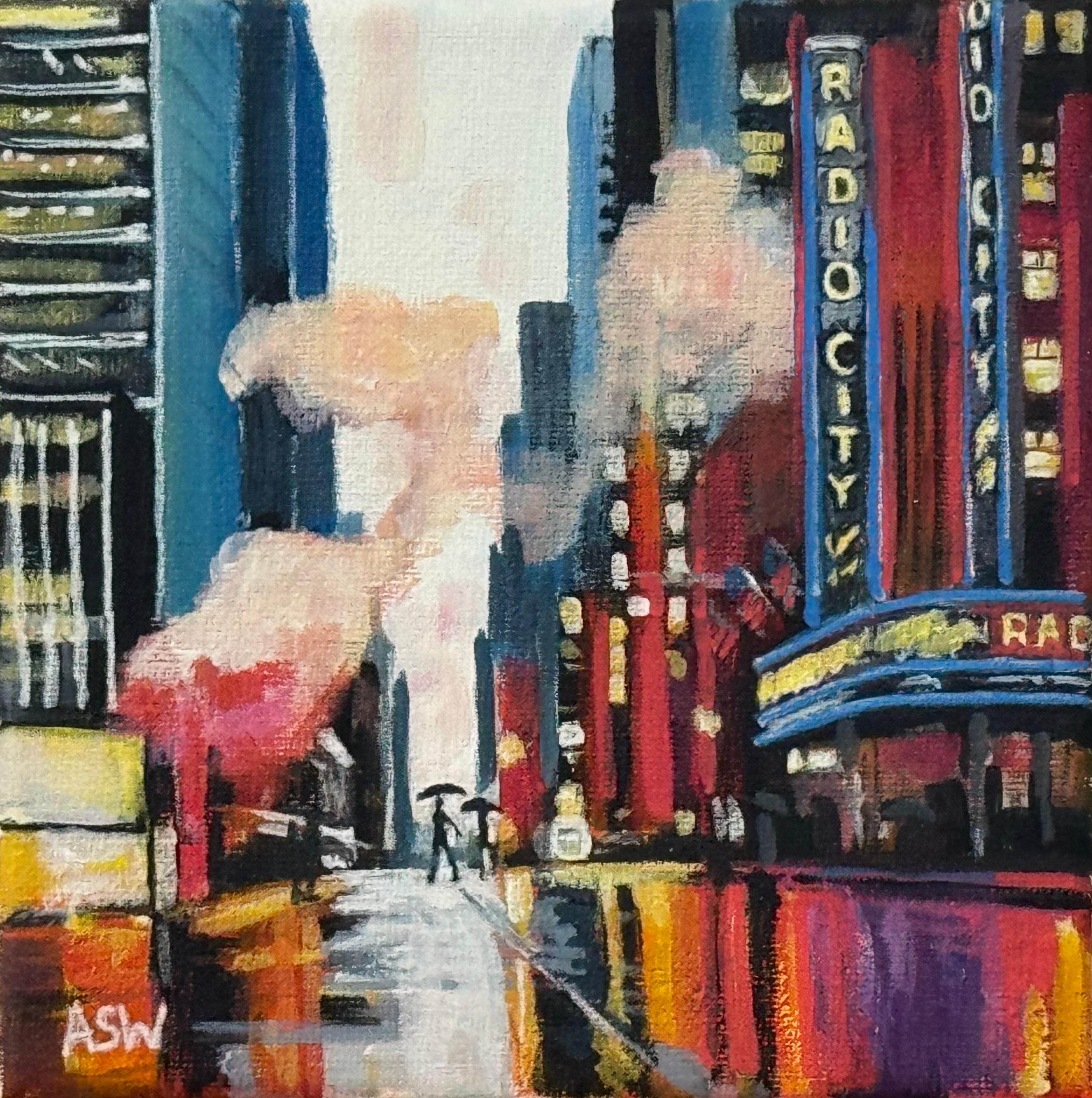 Miniature de personnages traversant la route à Radio City New York avec des nuages de fumée - un original unique de l'artiste contemporaine Angela Wakefield. Fait partie de la CollectionNew. 

L'œuvre d'art mesure 6 x 6 pouces
Le cadre mesure 10.5 x