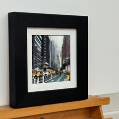 Miniature Painting of New York City Traffic on Rainy Night by British Artist