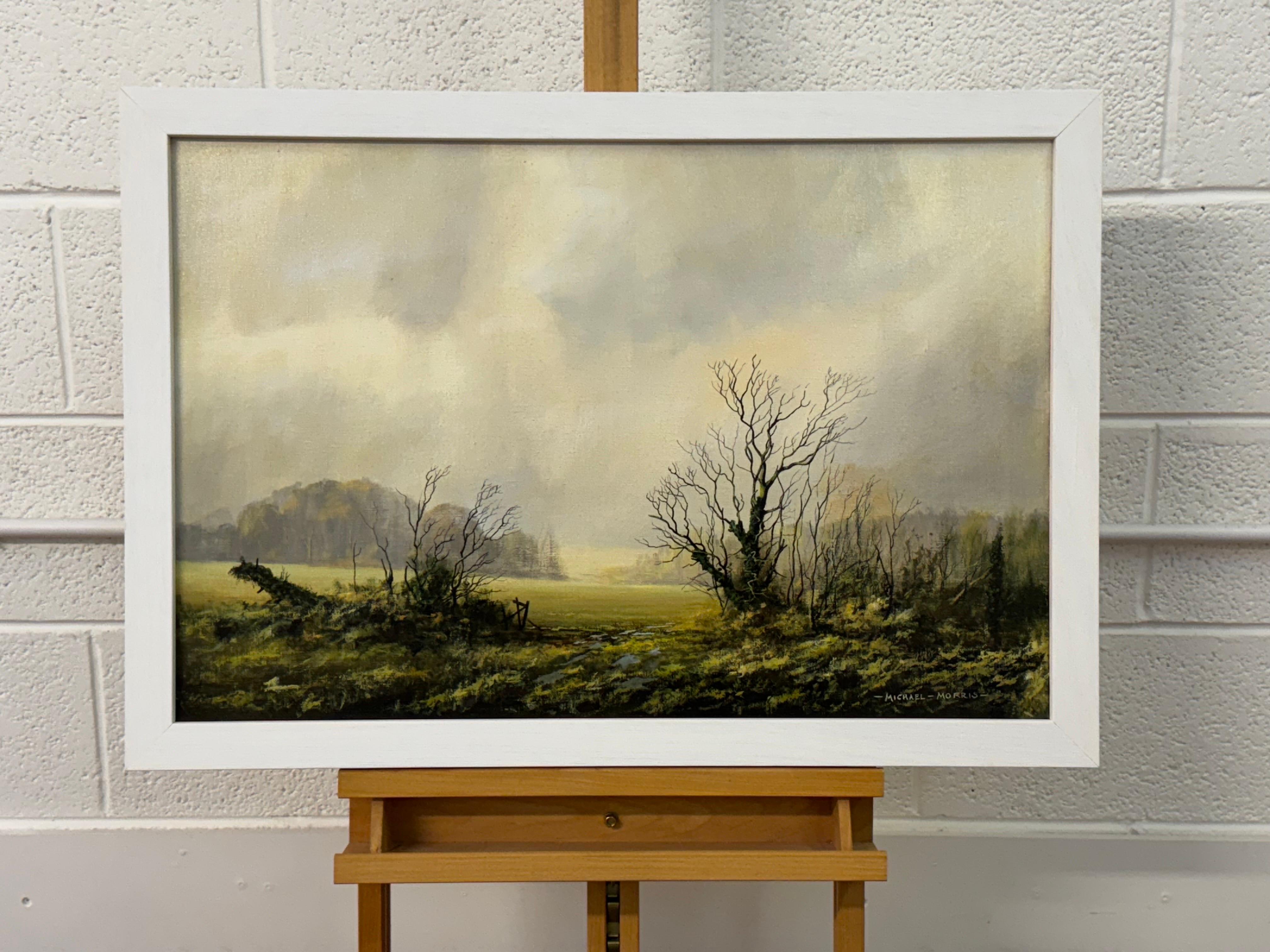 Winterfeld auf übergegossenem Bauernland in der englischen Landschaft des britischen Künstlers im Angebot 2