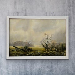 Winter Field on Overcast Farmland in the English Countryside by British Artist