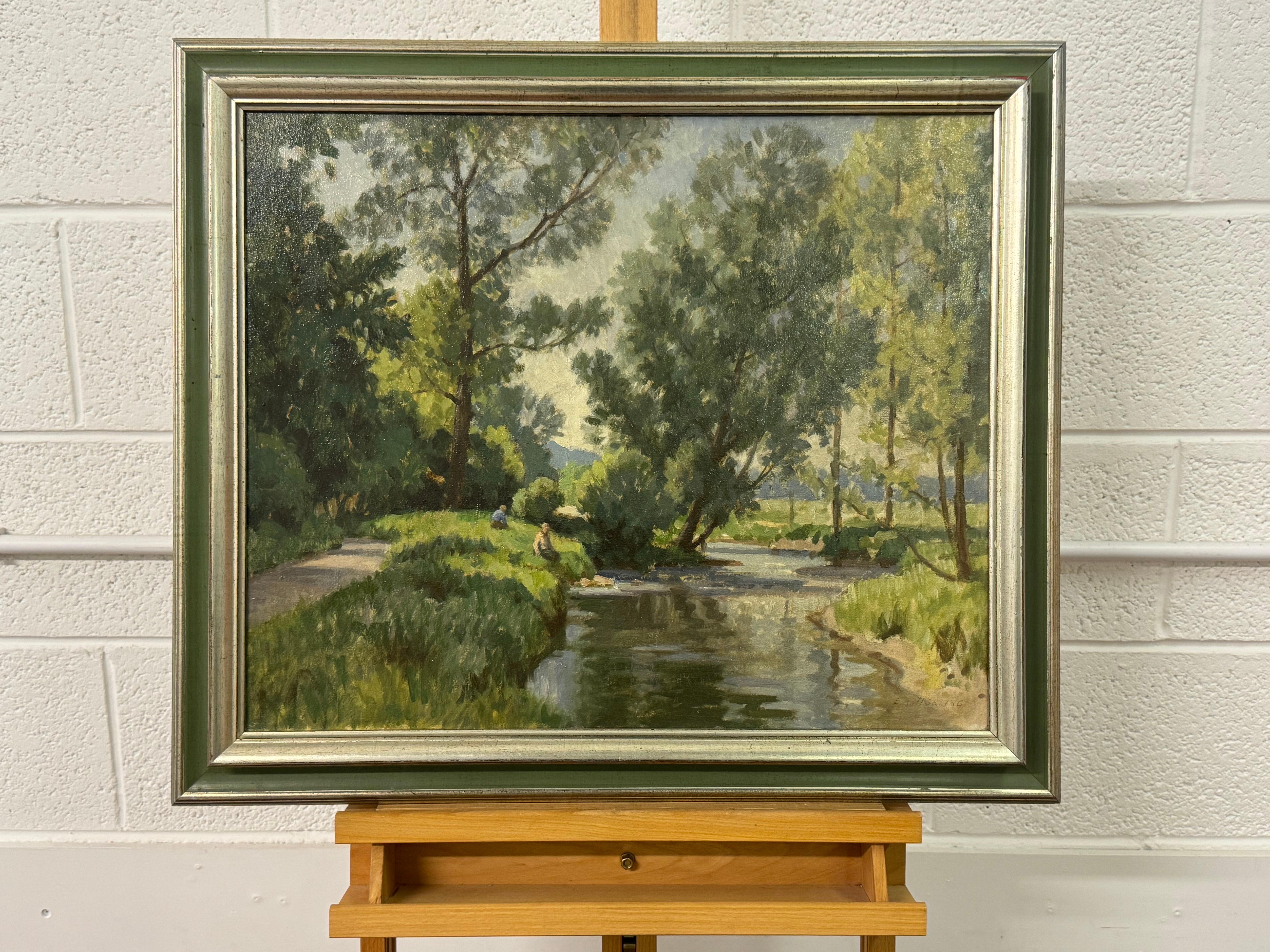 Ölgemälde mit Figuren an einem von Bäumen gesäumten Fluss im irischen Sommer des britischen Künstlers Edward Albert Hickling (1913-1998) aus dem 20. 

Edward Albert Hickling war ein britischer Maler, der 1913 in Nottingham, England, geboren wurde.