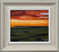 Golden Sky Sunset in England - Abstract Landscape by Contemporary British Artist