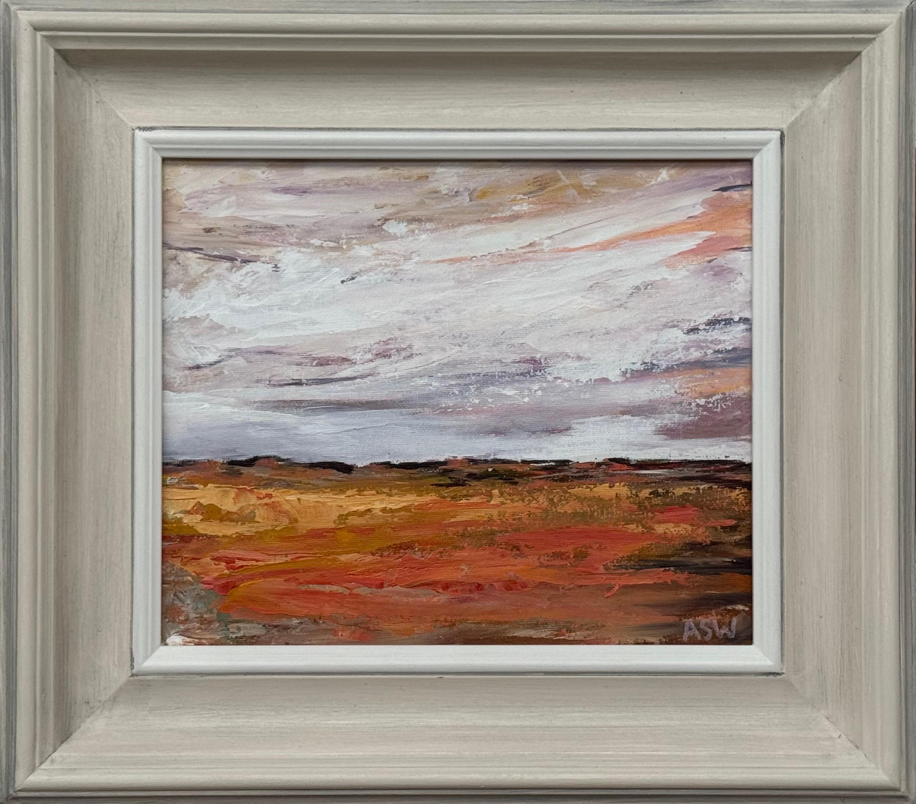 Angela Wakefield Landscape Painting - Serene Horizons - Expansive skies meet textured earthy tones in tranquil harmony