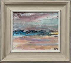 Tranquil Tides - Morbidi colori pastello e blu creano un paesaggio marino tranquillo e d'atmosfera.