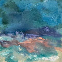 Lavanda rosa Paisaje abstracto moderno Pintura sobre lienzo del artista británico