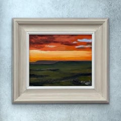 Golden Sky Sunset in England - Abstract Landscape by Contemporary British Artist