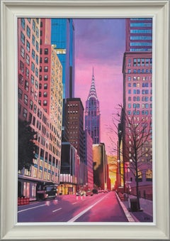 Painting on Canvas, Chrysler Building, Pink Sky, 42nd Street New York City, 2026