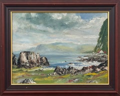 Pintura al óleo de la costa rocosa del norte de Irlanda por un artista norirlandés