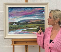 Paesaggio astratto di Pendle Hill nella campagna inglese, opera di un artista britannico.