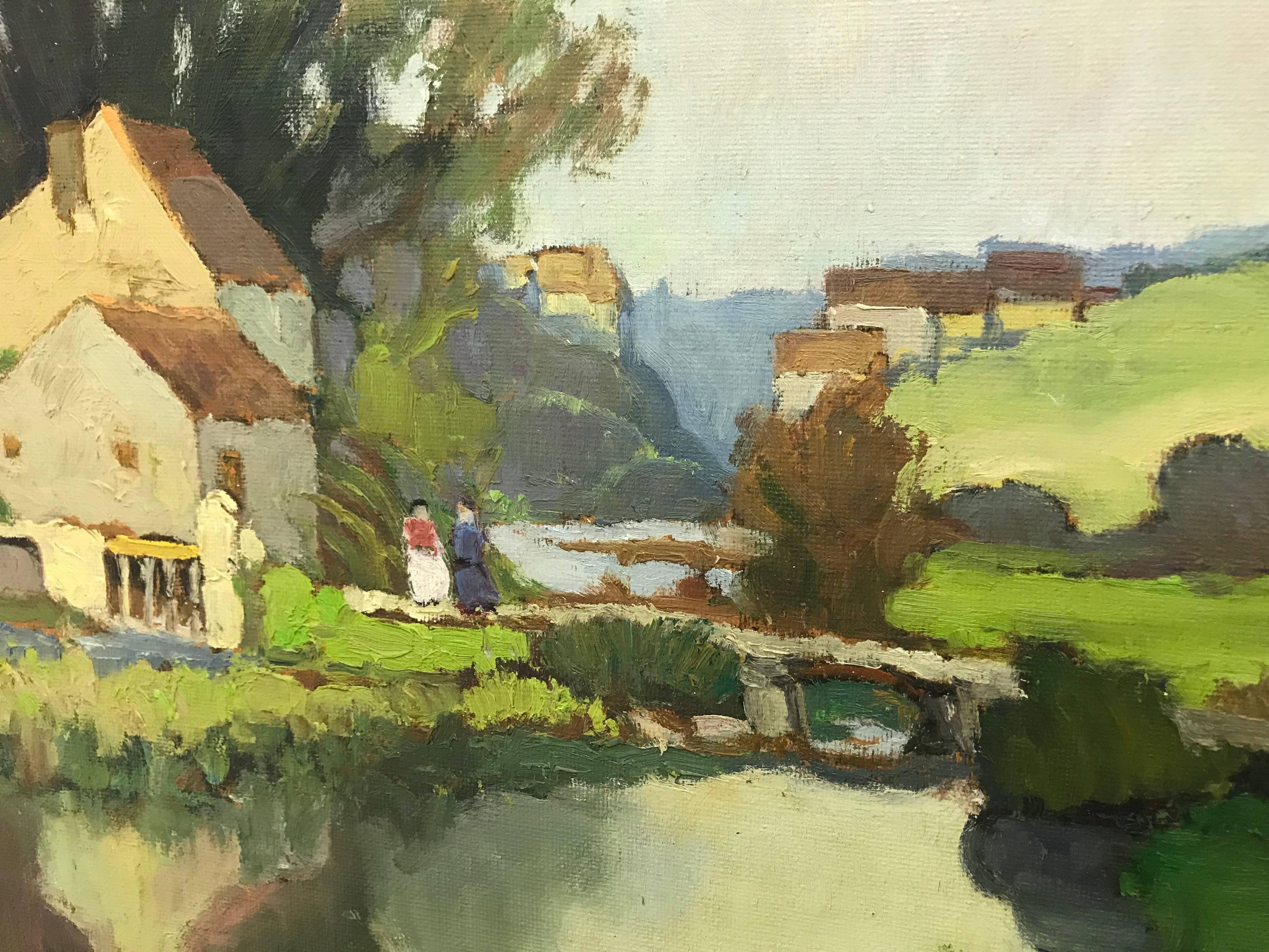 20th Century Impressionist River Landscape Oil Painting by French Modern Artist For Sale 7