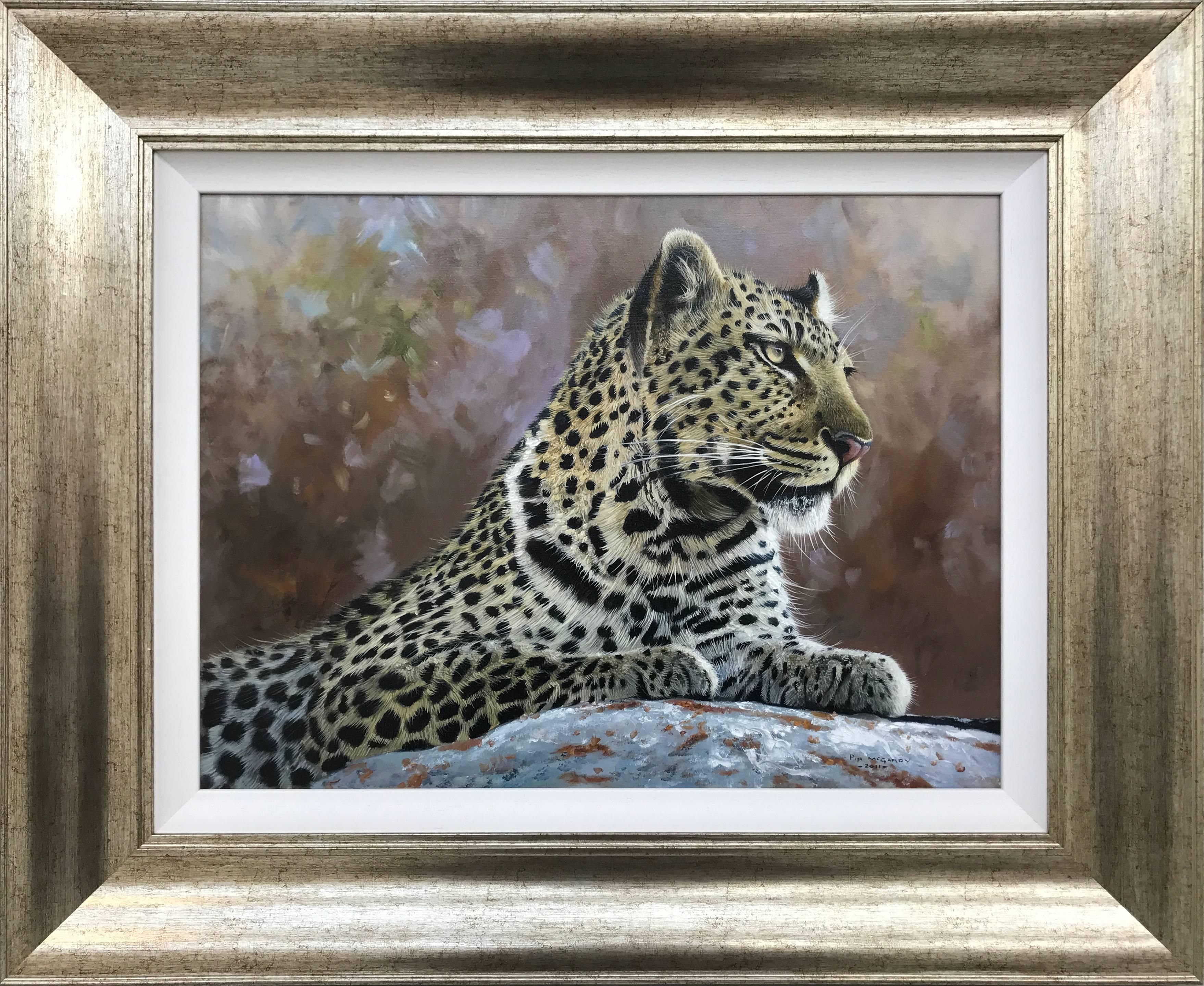 Realist Leopard Portrait Wild Cat Painting from British Wildlife Tiger Artist