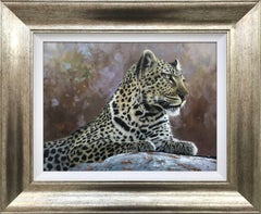 Portrait de léopard réaliste d'un chat sauvage, peinture d'un artiste britannique représentant un tigre