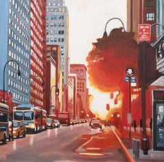 New York Street Scene Urban Landscape Painting from British Artist Collection