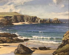 Children on the Beach - Royal Society Artist, Seascape Shoreline Painting