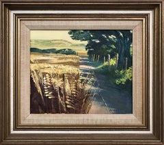 Barley Lane - Impasto Oil Painting of English Field Road Landscape by UK Artist