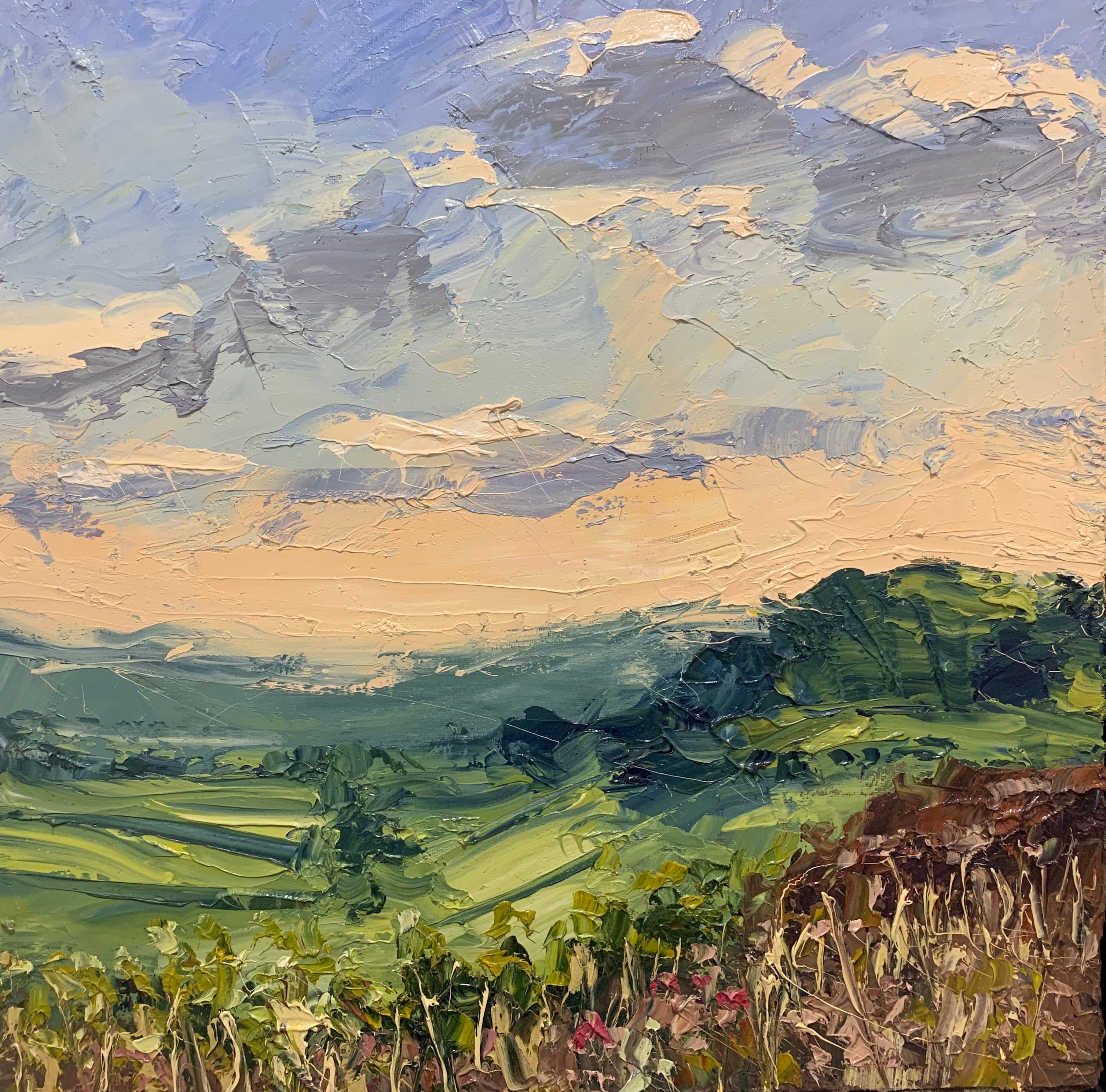 Colin Halliday Rapeseed Field Impasto Landscape Oil Painting by