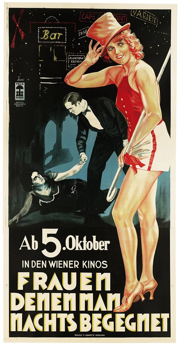 The Lady in Black, Art Deco lithographic silent film poster, 1928 - Print by Margit Sidonie Kováts