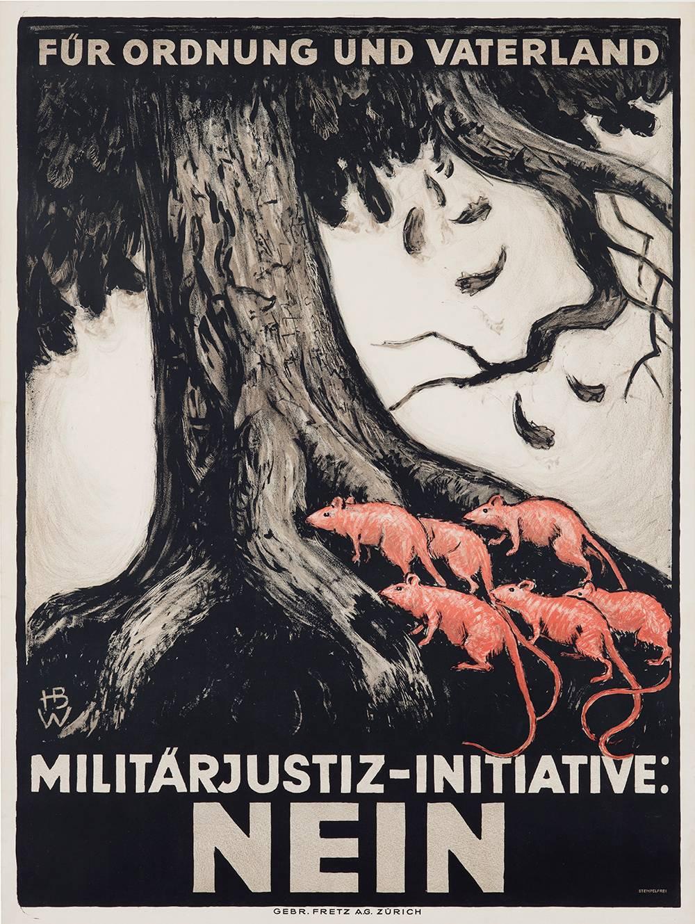 Militärjustiz-Initiative: NEIN, German Anti-Communism poster c. 1921 - Print by Hans Beat Wieland