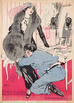 Liebeswahn, 1913 by Ludwig Kainer, Original German Silent film poster