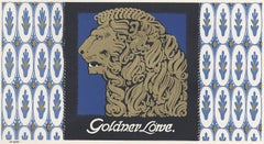 Golden Lion Cigarette Papers, 1920 German Art Deco advertisement lithograph