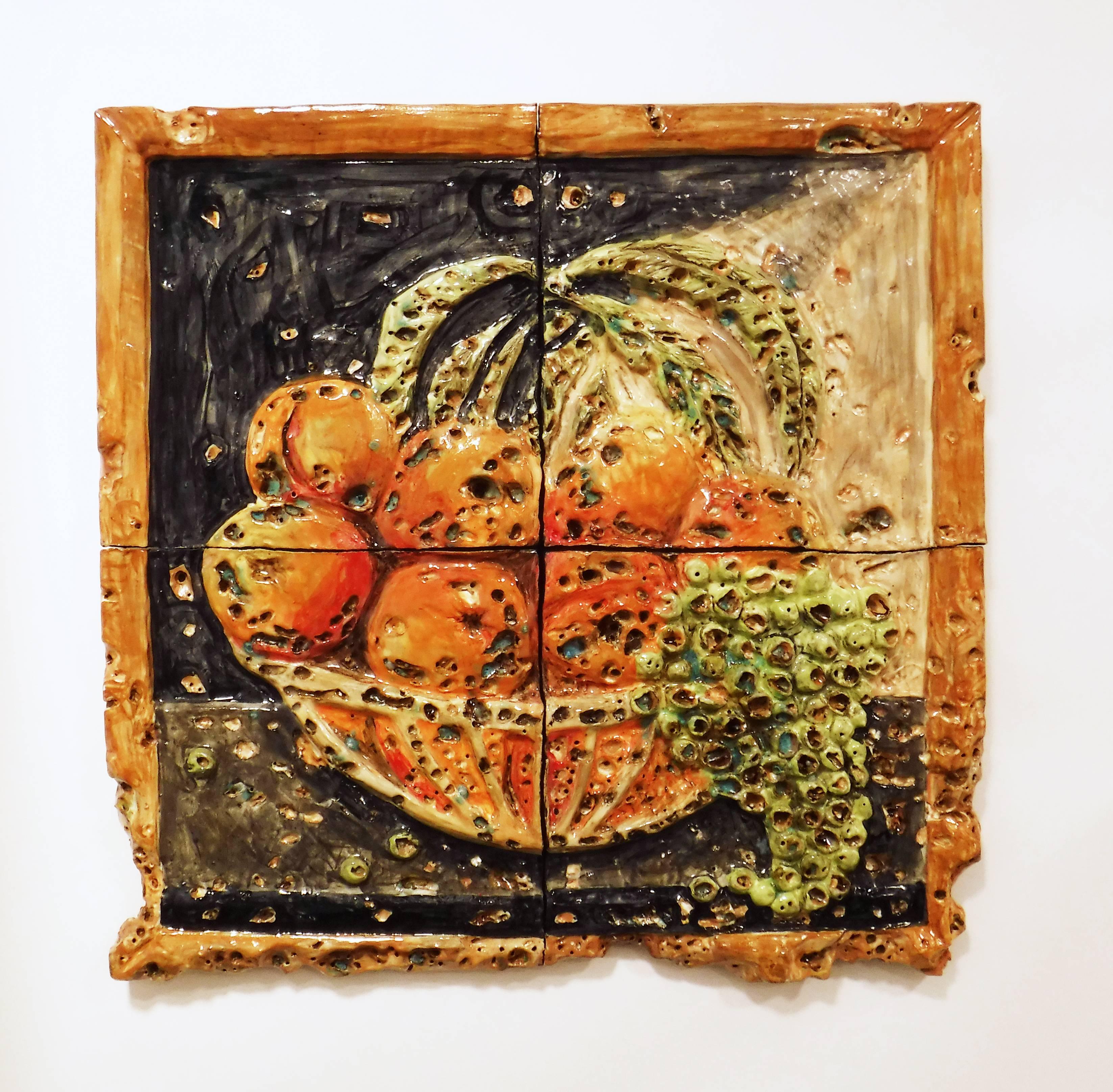 Valerie Hegarty Still-Life Painting - Bowl of Peaches with Holes