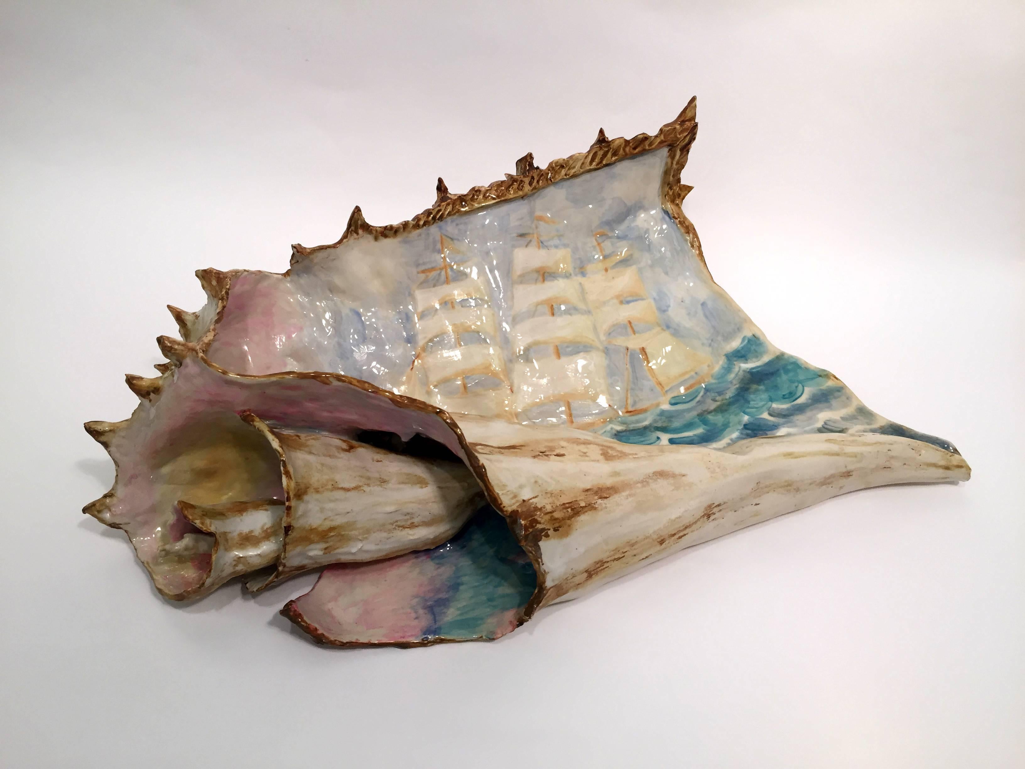 Clipper Ship and Broken Shell - Sculpture by Valerie Hegarty
