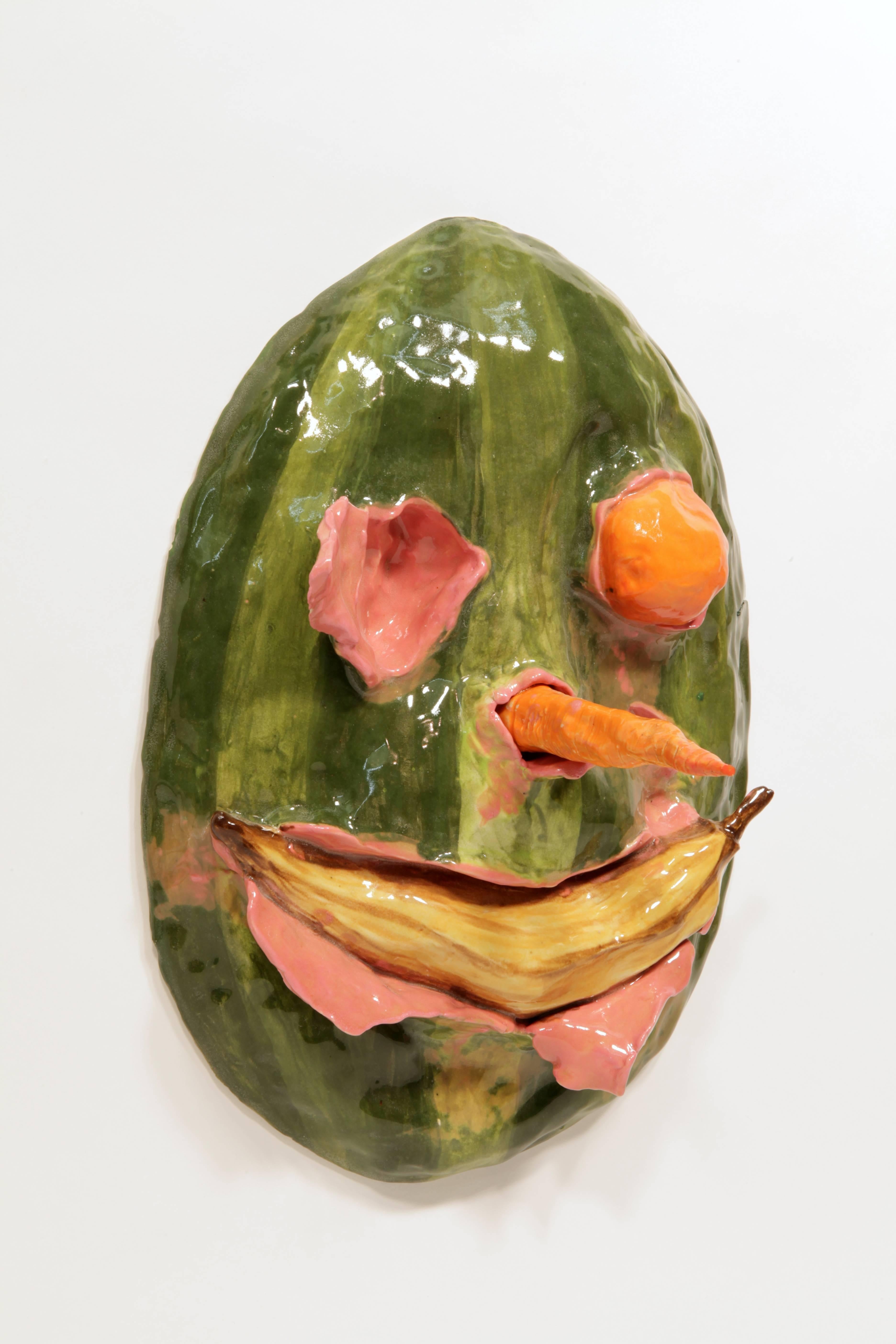 Watermelon Head with Banana Smile - Sculpture by Valerie Hegarty