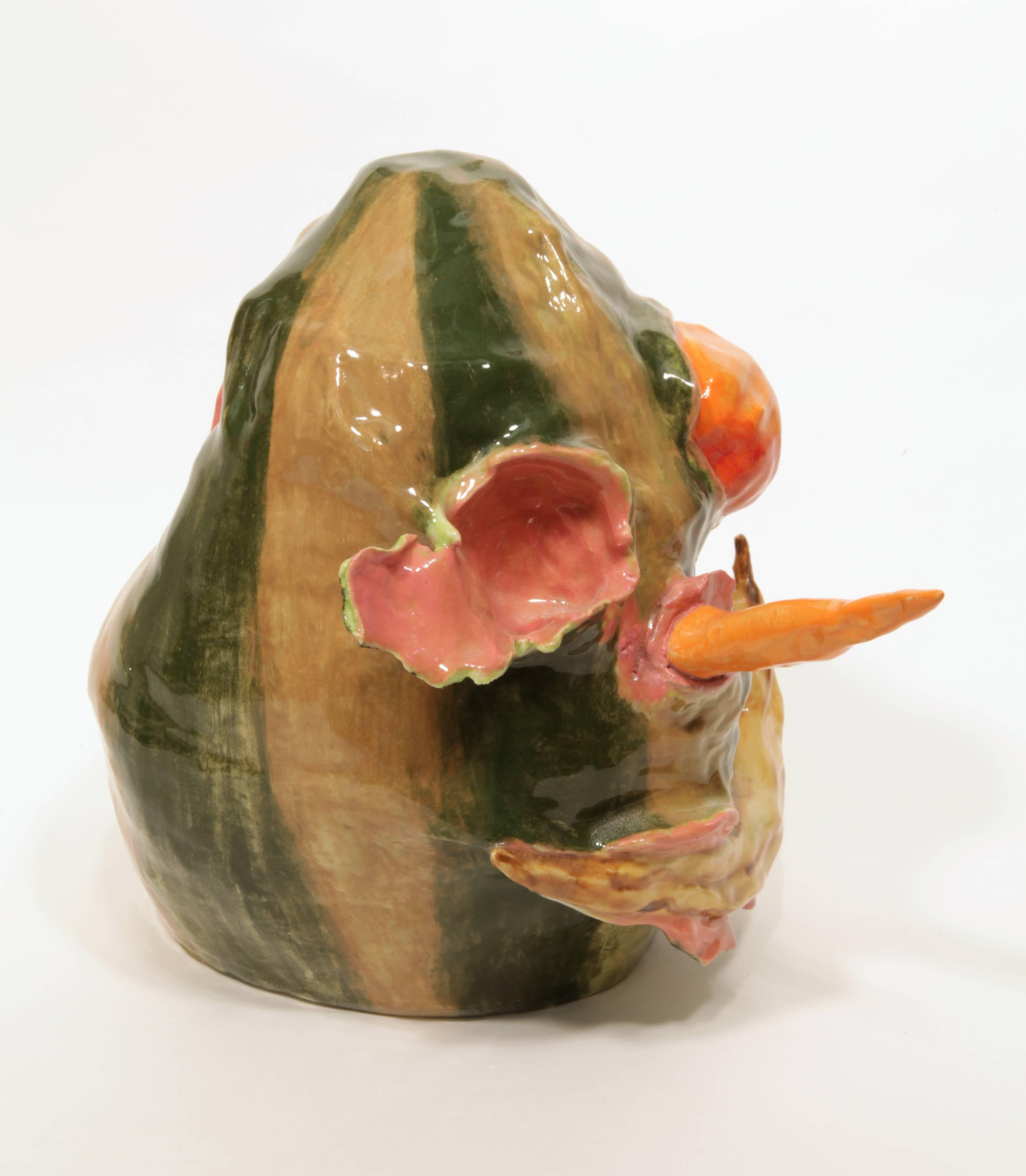 Watermelon Head with Banana Smile 2 - Painting by Valerie Hegarty