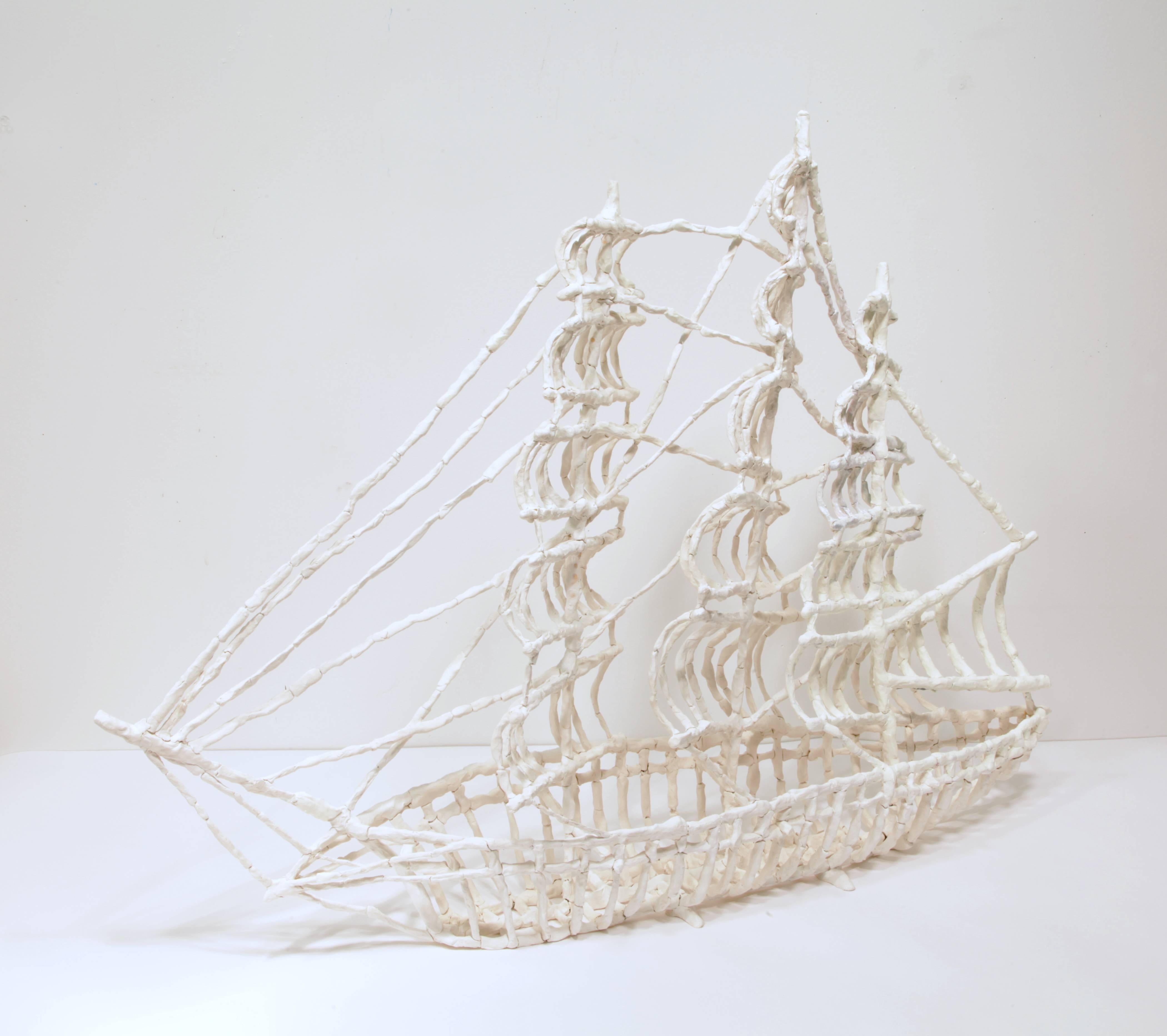 Bone Clipper Ship 1 - Sculpture by Valerie Hegarty
