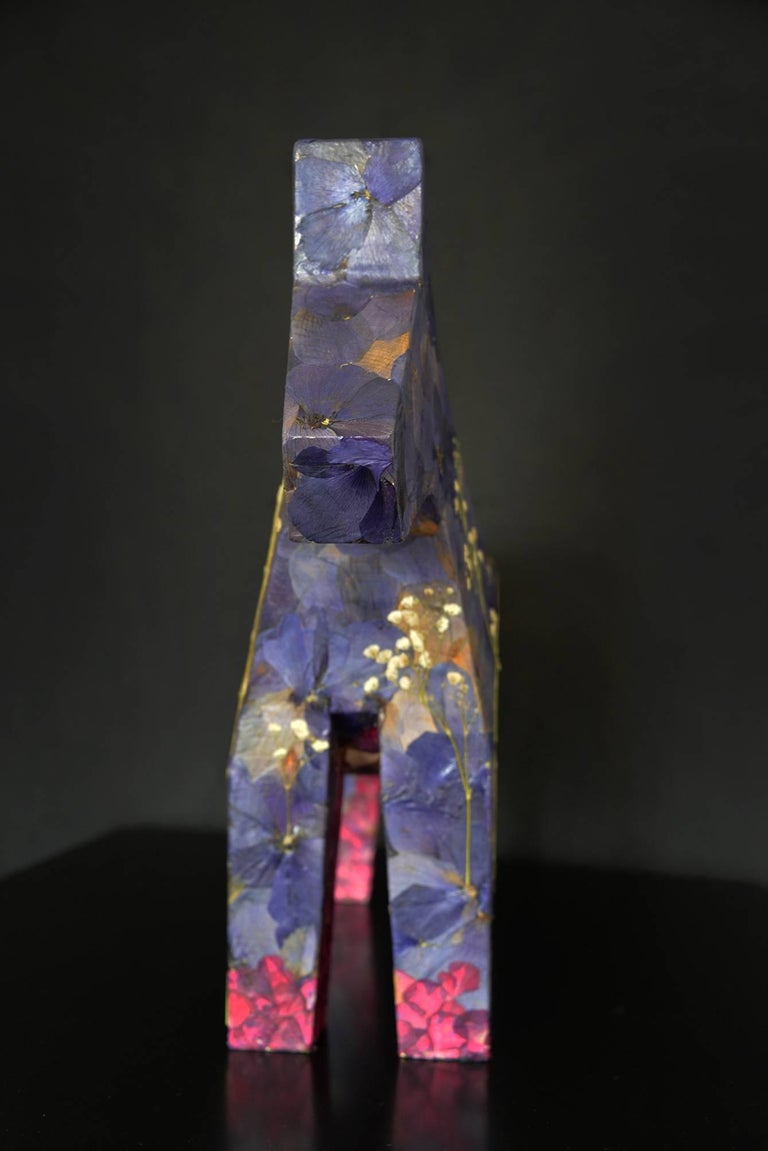 K-OD - Aoi aoi ano sora (the blue sky), pressed flowers on wood horse