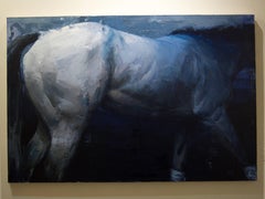 "Gray Ghost", original contemporary horse oil painting by Aron Belka