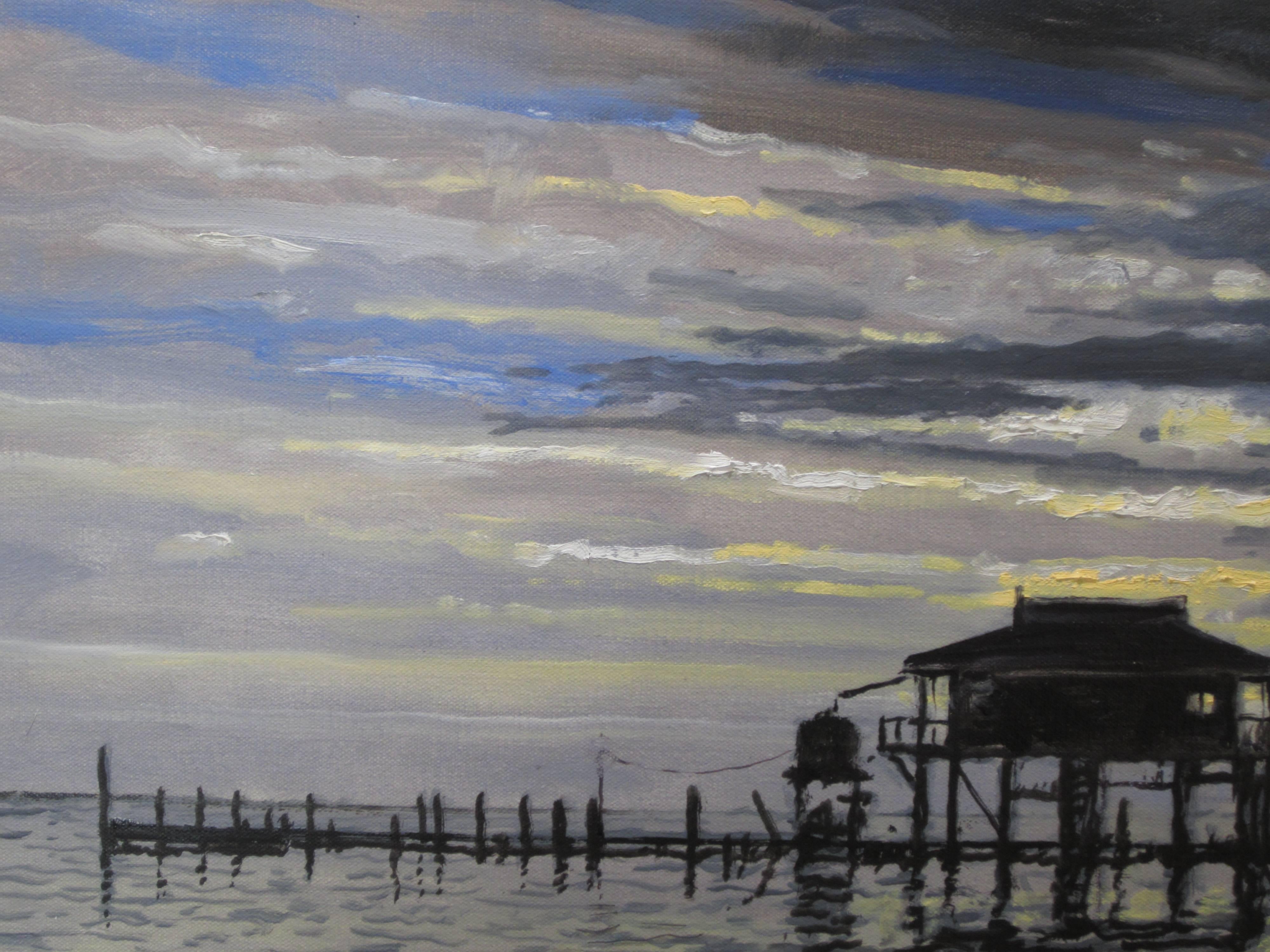 Pilings like Cypress Knees oil on canvas by Billy Solitario 1