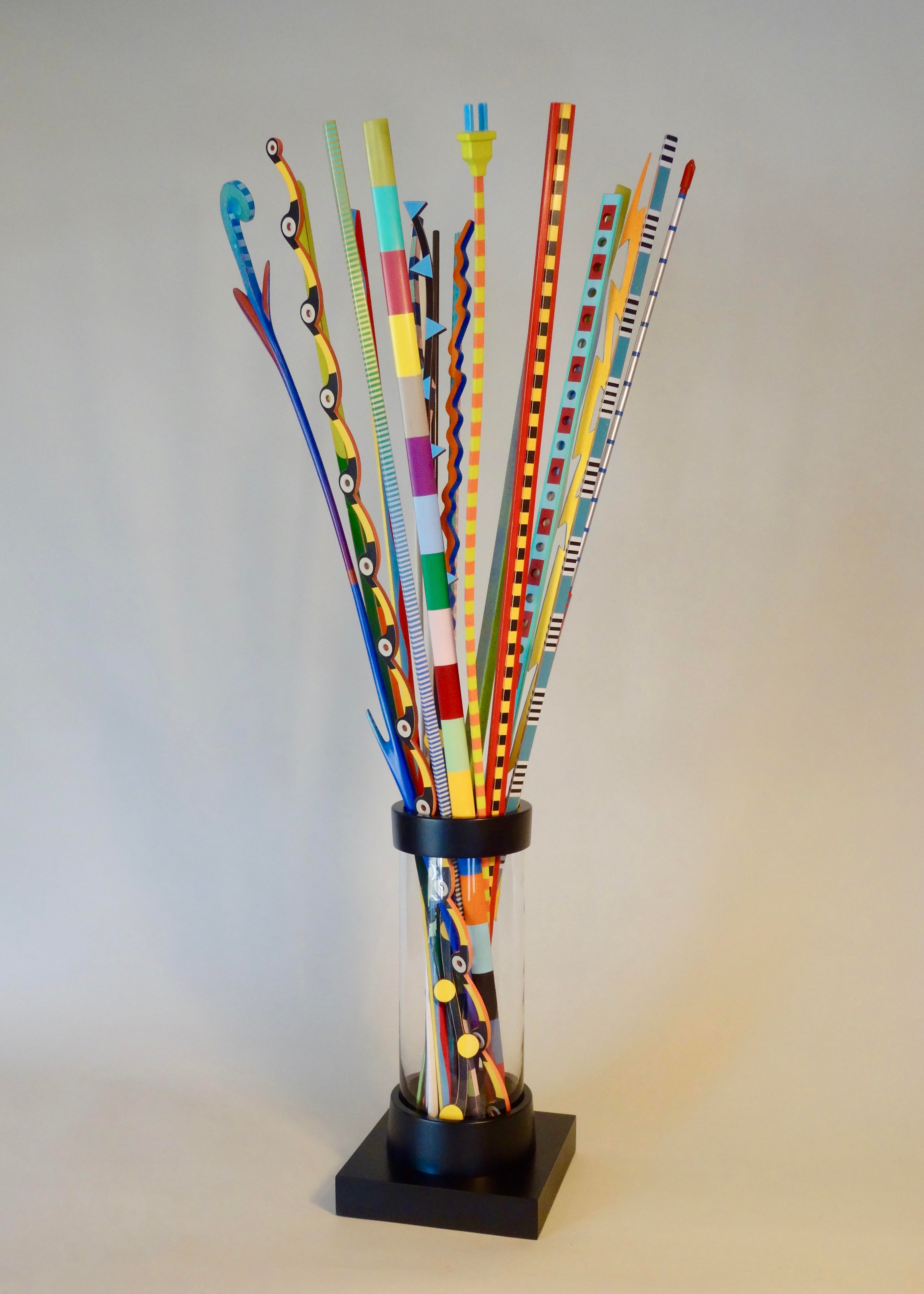 Sean Omeallie Vase Of Colorful Sticks (Small) Original Sculpture Sean Omeallie Vase Of Colorful Sticks (Small) Original Sculpture