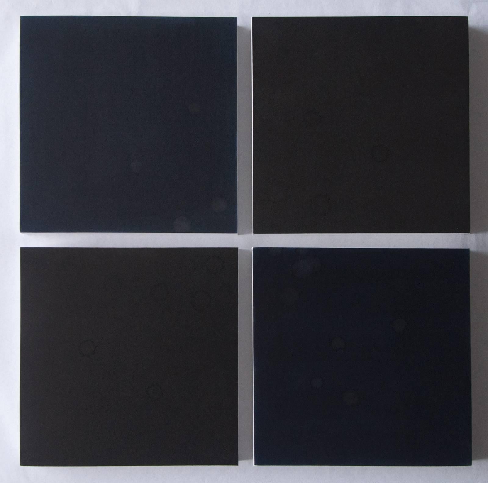 Tears II: 4 Midnight Blue and Black Squares - Mixed Media Art by Abdullah M.I. Syed