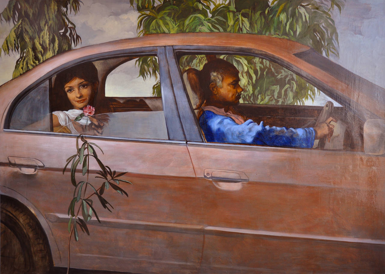 Girl with Driver - Painting by Salman Toor