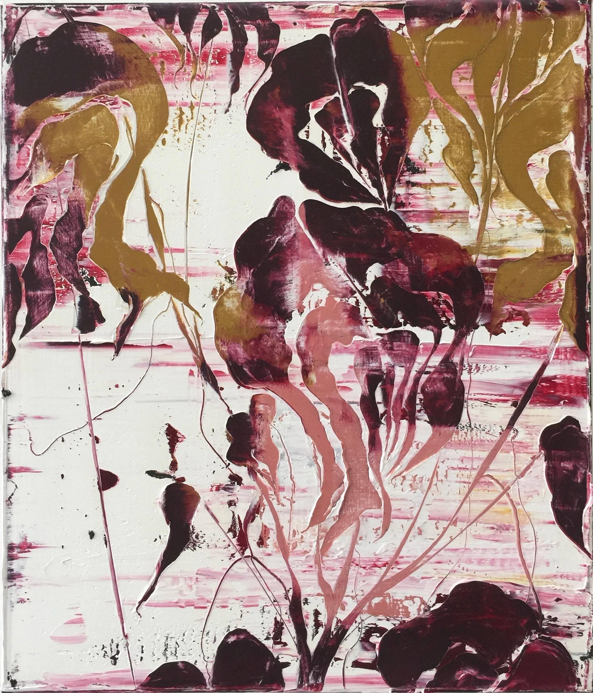 Ronald Zuurmond Abstract Painting – Wasserpflanzen (Crimson)