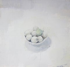 Bowl with limes - still life 21st century oil painting on wood - Alberto Romer0