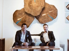 Oversized Wooden Wall Sculpture 'Blue Cookies' - Solid Pine & Blue-Died Resin