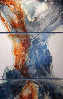 Abstract Expressionist Triptych 
Liberation
 Painted 
Laser-Etched Wood Panel