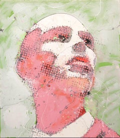 Urban Male Portrait Painting 
Pink Emotion
 Freehand Oil Paint Drip/Drizzle Art
