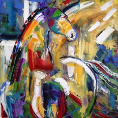 Sunbeam Love: Original Horse Painting Colorful Equine Art Modern Western Artwork