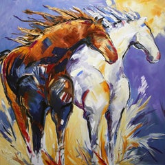 Cliffhangers - Original Horse Painting Colorful Equine Art Modern Western Art