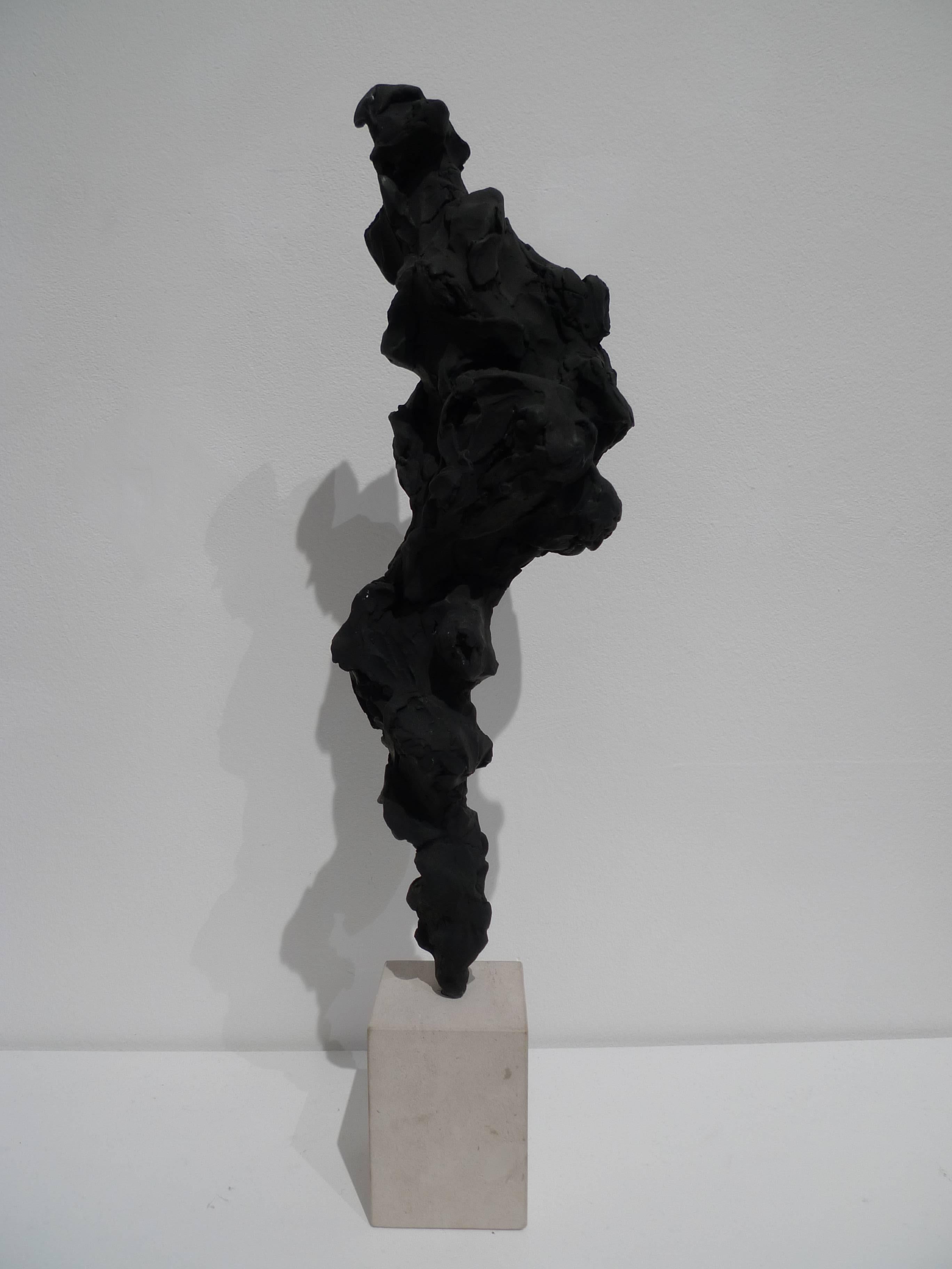 Black Totem no. 2 - Contemporary, painted bronze and Portland stone im Angebot 1