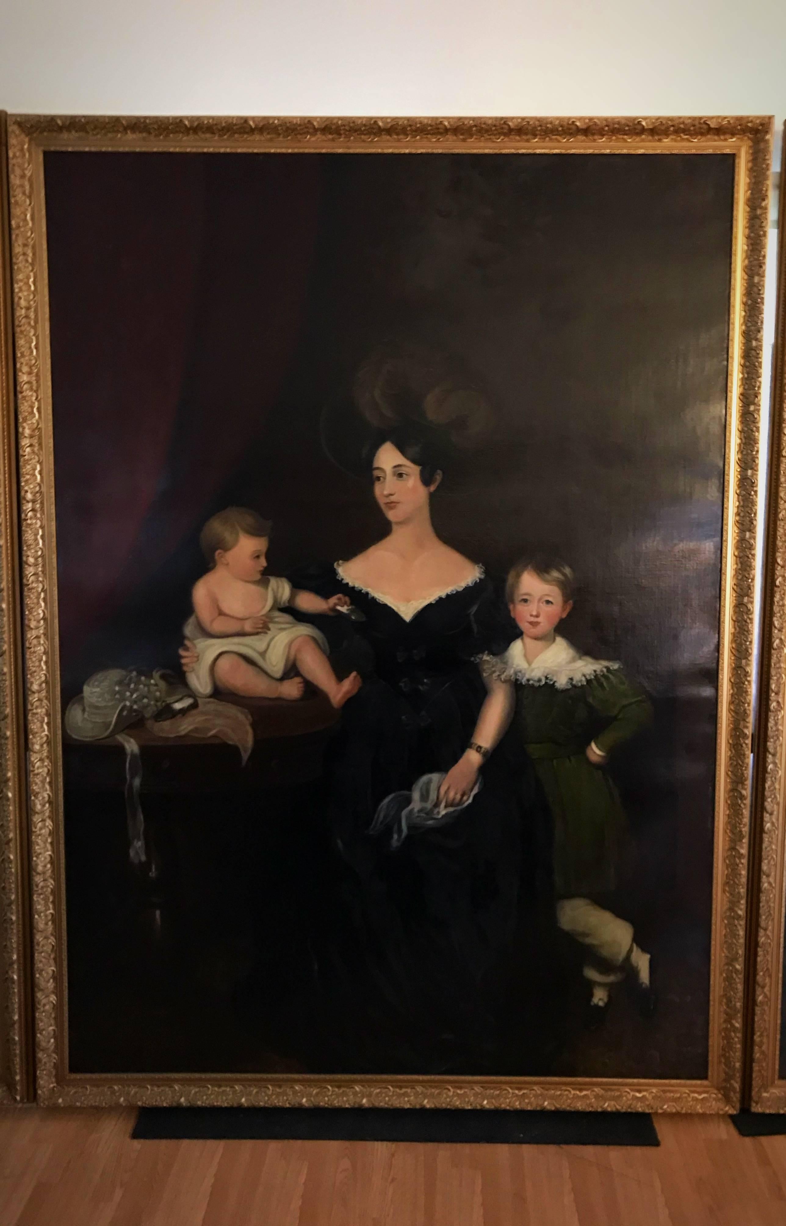 Unknown Interior Painting - Huge Full length portrait of the Chandos-Pole Family Of Radbourne Hall England 