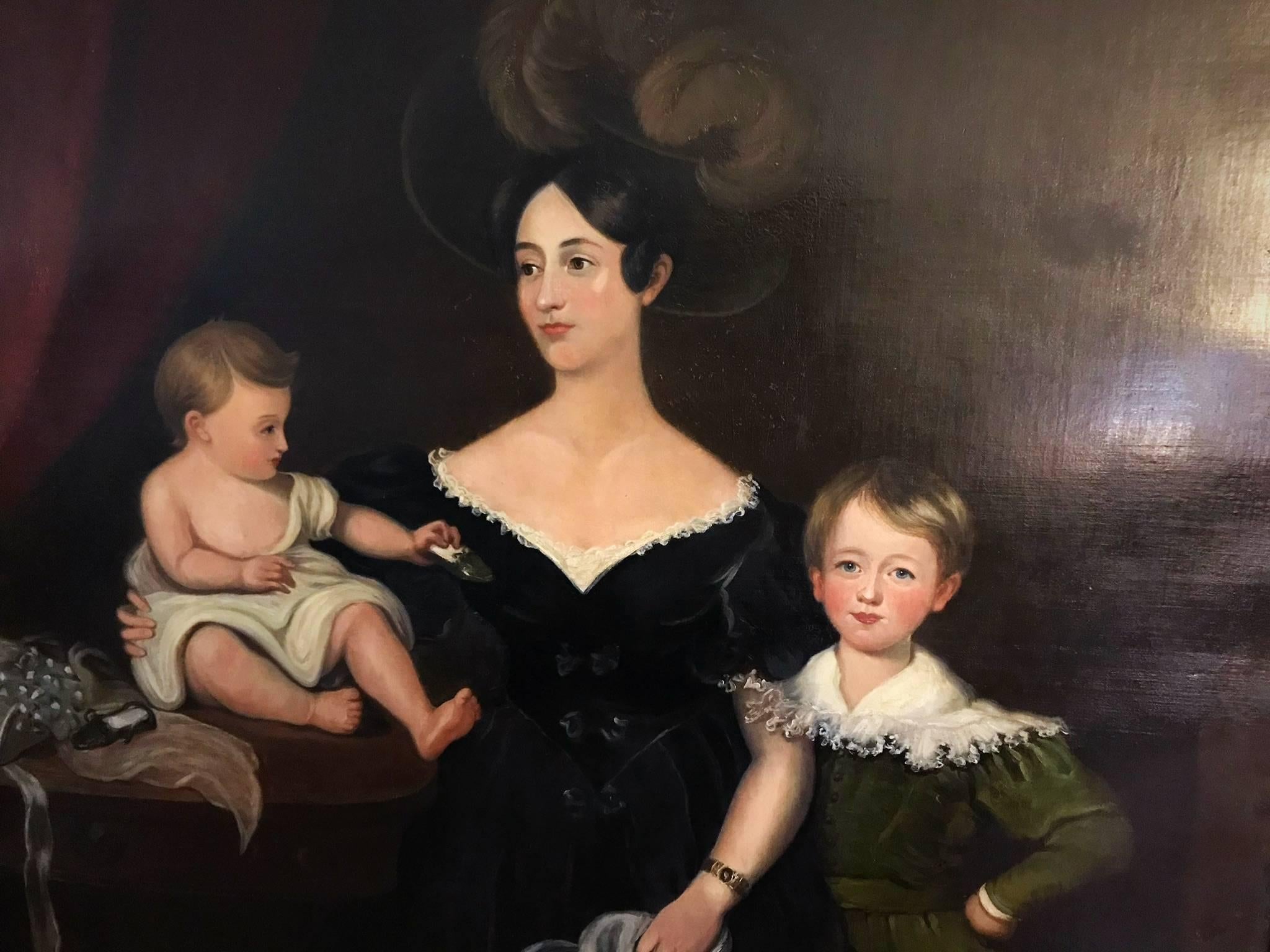 Huge Full length portrait of the Chandos-Pole Family Of Radbourne Hall England  - Painting by Unknown